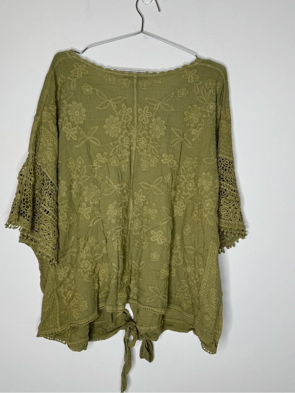Plus Size 26 28 Crochet Olive Green Tie Top Cotton Casual Lane Bryant New NWT - Picture 5 of 10